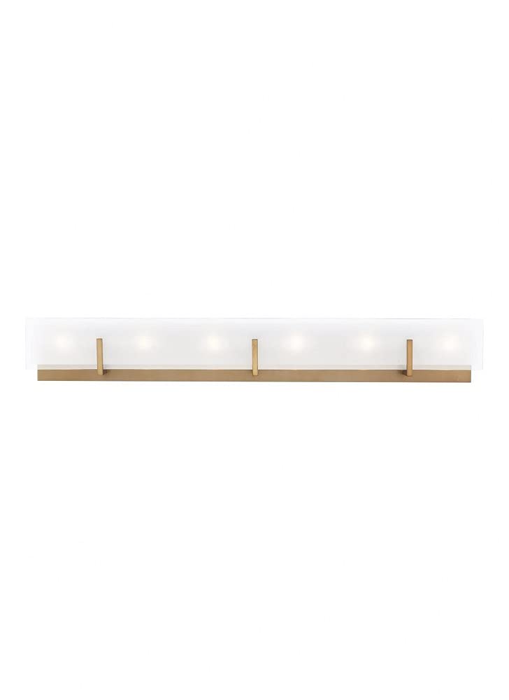 Generation Lighting 4430806-848 Syll - 6 Light Bath Vanity, Satin Brass Finish with Clear/Satin Etched Glass, 240 Total Watts, 5