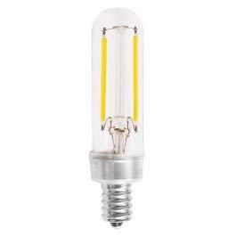 Satco T6 LED Light Bulb, 2.5W, Clear, Candelabra Base, 2700K, 180 Lumens, 120V, 6-Pack