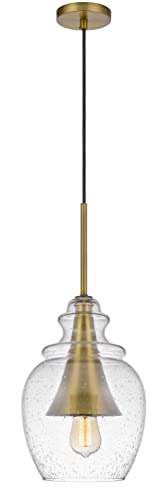 Cal Lighting Girona Glass Drop Pendant, Antique Brass, Metal, 8.5inW x 23inH, Model FX-3780-1