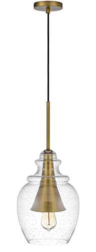 Cal Lighting Girona Glass Drop Pendant, Antique Brass, Metal, 8.5inW x 23inH, Model FX-3780-1