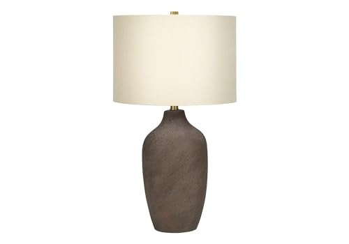 Monarch Specialties I 9709 Lightingtable Lamp, Grey Ceramic, Beige Shade, Contemporary