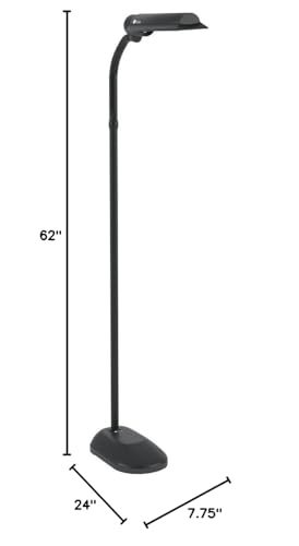 Ottlite 18W Wingshade Adjustable Floor Lamp, Black Metal, Ideal For Crafts, Office, Living Room - Model T81G5T