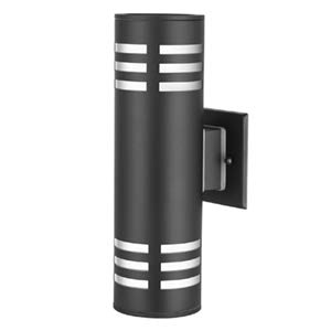 TENGXIN Outdoor Wall Light - Up/Down Cylinder Patio Light, IP65 Waterproof, Black, Stainless Steel, Model TXWLSS0012B, 1 Pack