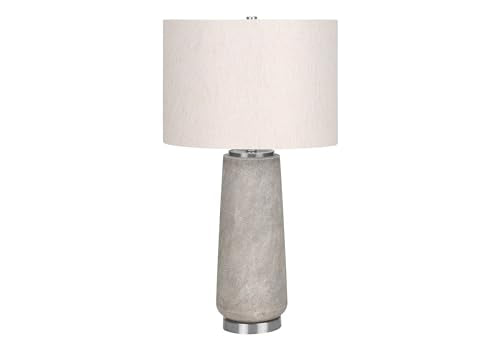 Monarch Specialties 9712 Lightingtable Lamp, Grey Resin, Ivory/Cream Shade, Modern Lighting-29 H Table, 16&quot; L X 16&quot; W X 29&quot; H