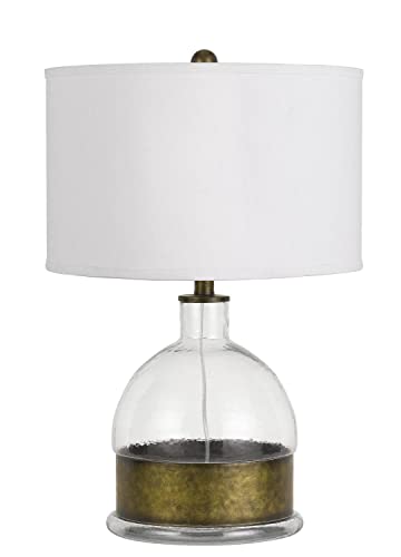 Cal Lighting Bo-2809Tb Transitional One Light Table Lamp From Rapallo Collection In Glass/Brass - Antique Finish, 16.00 Inches