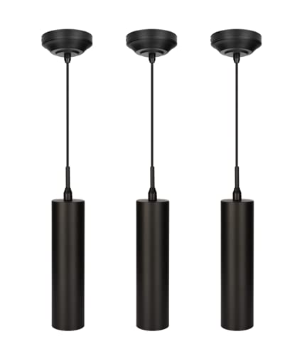 DAKASON Black Pendant Light, LED Modern Pendant Light Fixture for Kitchen Island, Adjustable Rope Hanging Ceiling Lamp for Dinin