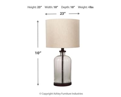 Signature Design by Ashley Table Lamp, 22.5in Modern Farmhouse, Bronze, Glass, Model L430674, 10inW x 10inD x 23inH