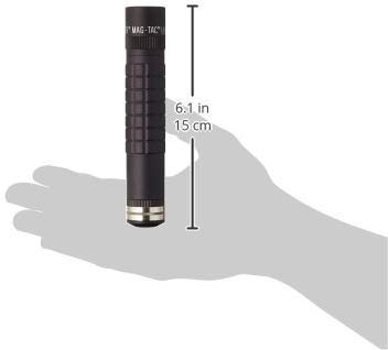 MagLite Mag-Tac LED Rechargeable Flashlight - Matte Black, Model TRM1RE4, Plain-Bezel, Durable Iron Construction