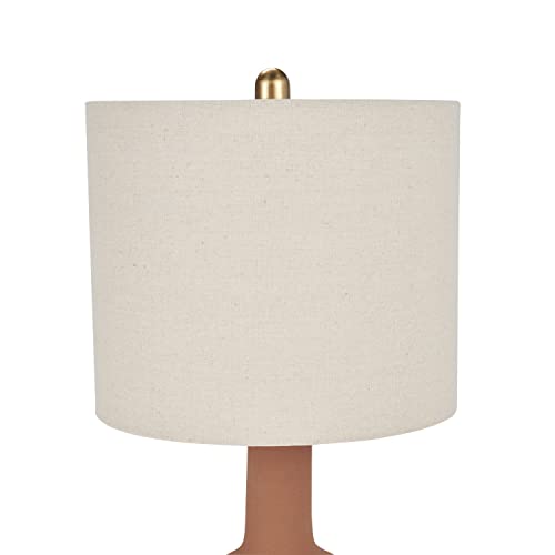 Nourison 22'' Orange Terracotta Ceramic Table Lamp For Modern, Transitional, Bedside Table, Living Room, Dining, Entryway