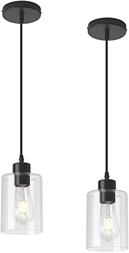 Klss Black Pendant Light Fixture For Kitchen Island (Acc Glass)