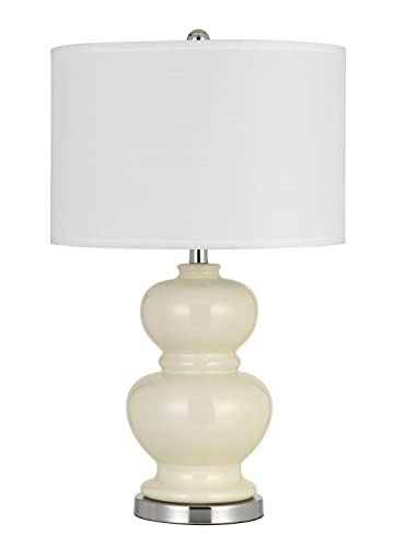 Cal Lighting Bo-2884Tb-2-Wht Transitional Two Light Table Lamp From Bergamo Collection In Light Finish, 16.00 Inches