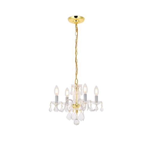 Elegant Lighting Rococo - Four Light Pendant-Gold Finish-Royal Cut Crystal Type -Traditional Installation