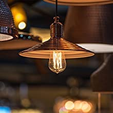 Hession St64 Edison Bulbs, E26 Base 110V-40W 4-Pack 2700K Vintage Light Bulb, Amber Glass Warm Light Dimmable Decorative Bulbs For Livingroom Kitchen Table Light Etc.