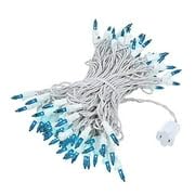 Novelty Lights 100 Light Teal Mini String Light Set, 50 Long, White Wire, Indoor/Outdoor, UL Listed, Model MRD-25B-4