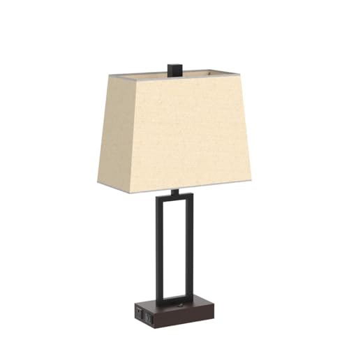 Lolikit Set Of 2 Black Table Lamps With Usb Ports, Ac Outlet, 23.5&quot; Modern Bedside Lighting
