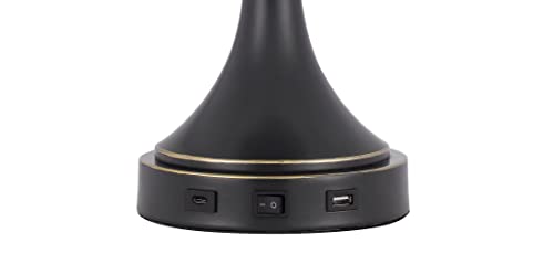 Cal Mushroom Cloud Metal Desk Lamp with USB & Type C Ports, 40W x 2, Dark Bronze, 22inx12inx12in, Model BO-3053TB-DB
