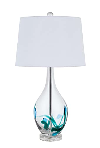 Cal Lighting BO-2996TB Table Lamp, Glass, Clear/Turquoise