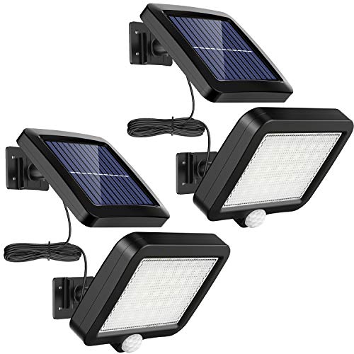 MPJ Solar Light Outdoor, 56 LED with Motion Detector, IP65 Waterproof, 2 Packs, Black, Model CF202212261821-56