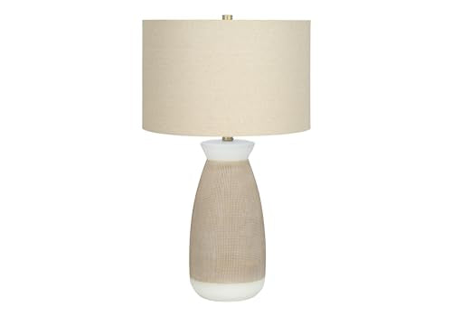 Monarch Specialties I 9724 Lightingtable Lamp, Cream Ceramic, Beige Shade, Contemporary