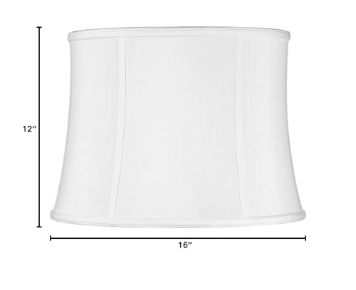 Imperial Collection White Medium Drum Lamp Shade 14'' Top X 16'' Bottom X 12'' Slant (Spider) Replacement With Harp And Finial -