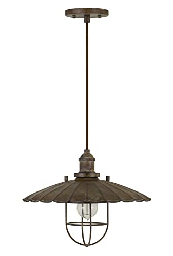Cal Lighting Fx-3725-1P Transitional One Light Pendant From Olive Collection In Bronze/Dark Finish, 13.50 Inches, Rust