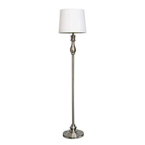 Elegant Designs LC1015-BST Lamp Set - 2 Table Lamps & 1 Floor Lamp, Brushed Steel, Metal, 13 x 13 x 60 Inches
