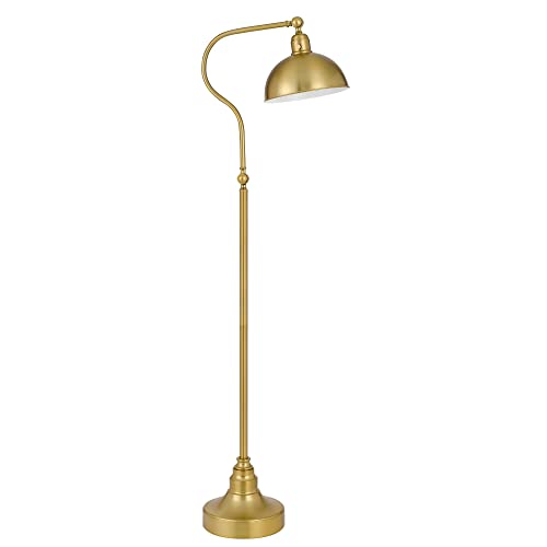 Cal Lighting BO-3025FL-AB Industrial Floor Lamp, Adjustable Metal Downbridge, Antique Brass, 10inW x 60inH