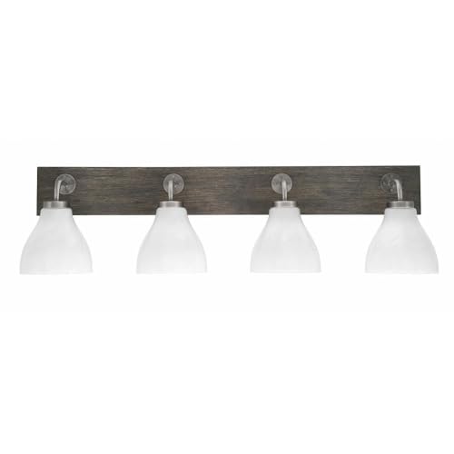 Toltec Lighting 1774-Gpdw-4761 Oxbridge - 4 Light Bath Bar-9.75 Inches Tall And 37 Inches Length, Finish Color: Graphite/Painted Distressed Wood-Look Metal, Glass Color: White Marble