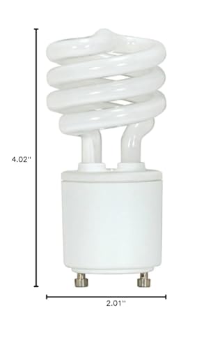 Satco Mini Spiral CFL Light Bulb S8203, 13 Watt (60 Watt Equivalent), 800 Lumens, GU24 Base, Soft White 2700K, Glass, 1 Count
