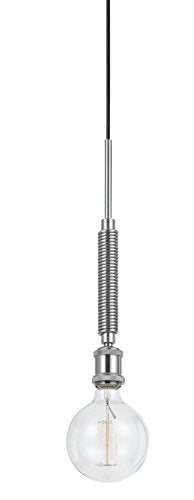 Cal 60W Transformermetal Mini Pendant Light, Brushed Steel, Edison Bulb Included, Model FX-3652-1