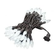 Novelty Lights 24FT C6 LED Christmas String Lights, 70 LEDs, Pure White, Brown Wire, Model MRD-35B-2, Outdoor Use