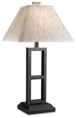 Signature Design By Ashley Deidra Set Of 2 Metal Table Lamps, 27.75, Black Finish, Modern Design, Model L318924