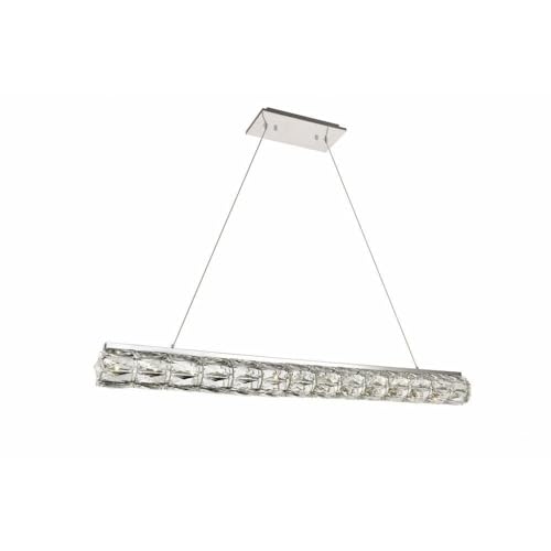 Elegant Decor Indoor Modern Valetta Integrated LED chip Light Chrome Chandelier Clear Royal Cut Crystal - 42.5x3.7x3.9