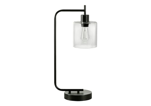 Monarch Specialties 9637 Lightingtable Lamp, Usb Port Included, Black Metal, Glass Shade, Modern Lighting-20 H Table, 9" L X 6" W X 19.75" H
