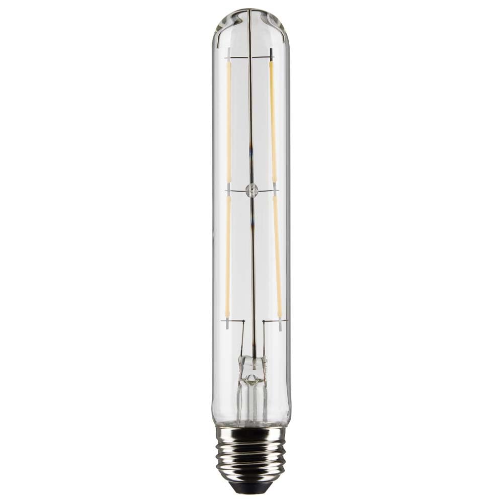 Satco 8-Watt LED E26 Light Bulb, Dimmable, 3000K, Clear Glass, Model S21355, 15,000 Hour Rating, 1 Count