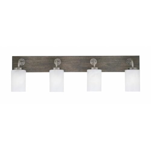 Toltec Lighting 1774-Gpdw-3001 Oxbridge - 4 Light Bath Bar-10 Inches Tall And 36 Inches Length, Finish Color: Graphite/Painted Distressed Wood-Look Metal, Glass Color: White Marble