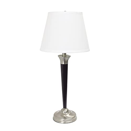 Elegant Designs LC1018-MBC 3 Pack Lamp Set - 2 Table Lamps & 1 Floor Lamp, Iron, Malbec Black, White Fabric Shades, 3.85in Size