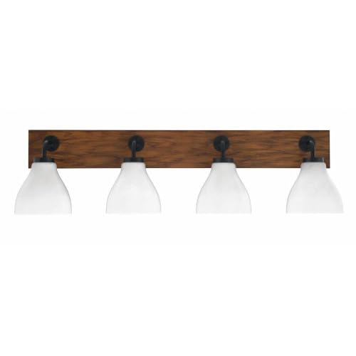 Toltec Lighting 1774-Mbwg-4761 Oxbridge - 4 Light Bath Bar-9.75 Inches Tall And 37 Inches Length, Finish Color: Matte Black/Painted Wood-Look Metal, Glass Color: White Marble