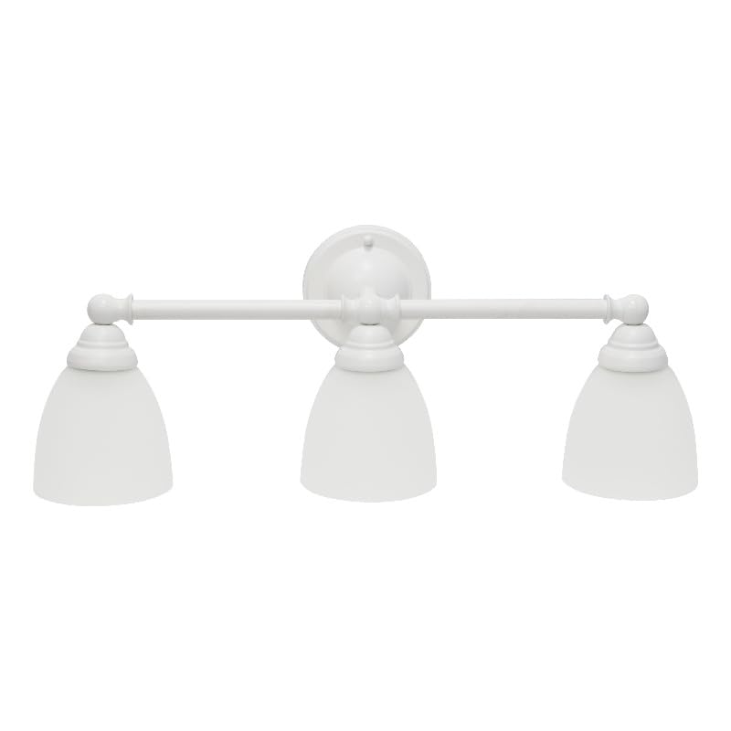 All The Rages 3-Light Vanity Fixture, Metal & Glass, Model LHV-1005-WH, White