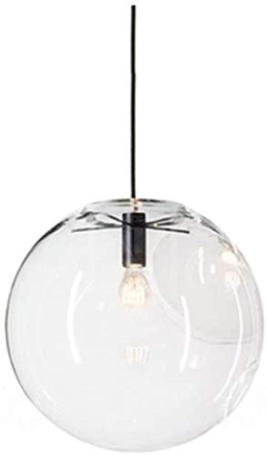 H XD GLOBAL E27 Industrial Clear Glass Globe Shade Pendant Lighting Modern Kitchen LOFT Hanging Light-1 Light (20cm)