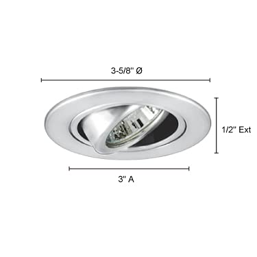Jesco Lighting Tm308St 3-Inch Aperture Low Voltage Trim Recessed Light, Adjustable Gimbal Ring, Satin Chrome Finish