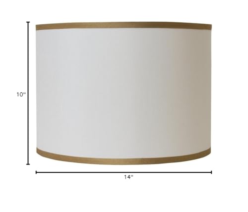 Urbanest Off White With Gold Trim Faux Silk Classic Drum Lampshade, 14-Inch By 14-Inch By 10-Inch, Spider Washer Fitter