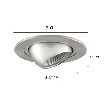 Jesco Lighting Tm205Ch 2-Inch Aperture Line Voltage Trim Recessed Light, Adjustable Eyeball, Chrome Finish