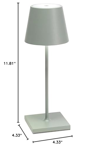 Zafferano Poldina Pro Mini Lamp, Rechargeable Cordless, Touch Control, 11.8in Height, Sage Color, Model LD0320G4