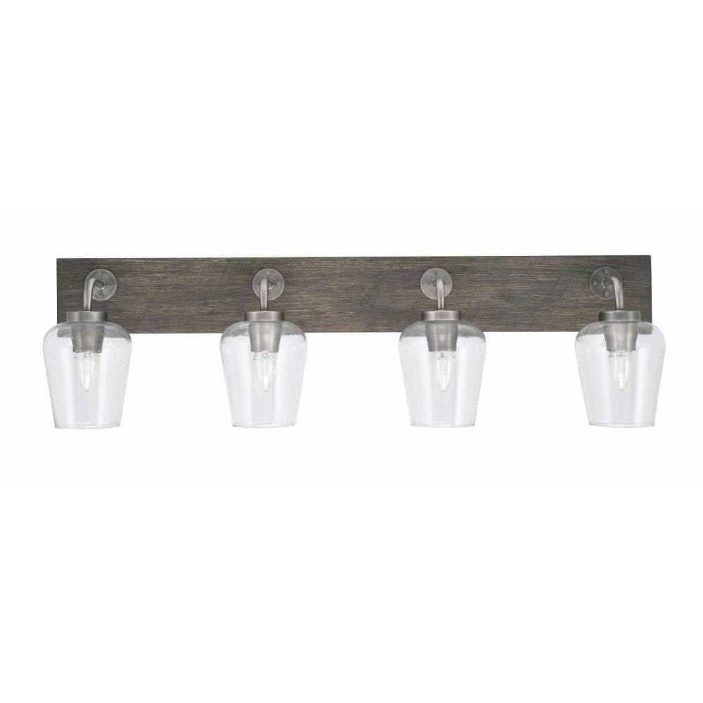 Toltec Lighting 1774-Gpdw-210 Oxbridge - 4 Light Bath Bar-10 Inches Tall And 36.25 Inches Length, Finish Color: Graphite/Painted Distressed Wood-Look Metal, Glass Color: Clear Bubble