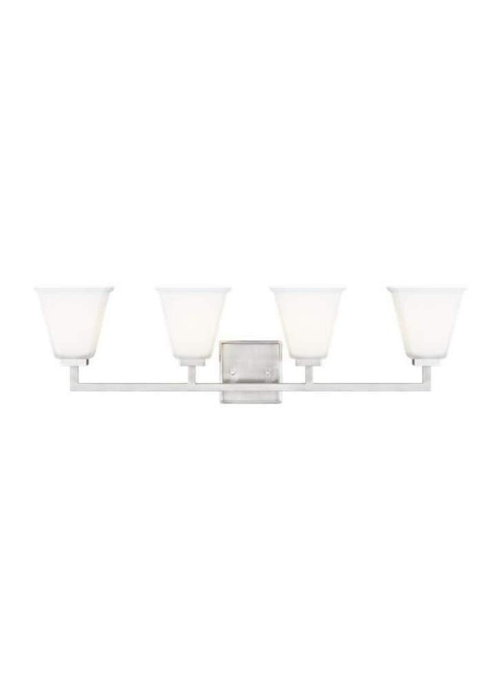 Sea Gull Lighting Four Light Bath Vanity Fixture, Brushed Nickel, Model 4413704-962, Metal Construction