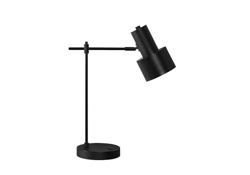 Monarch Specialties I 9647 Lightingtable Lamp, Usb Port Included, Black Metal, Black Shade, Modern