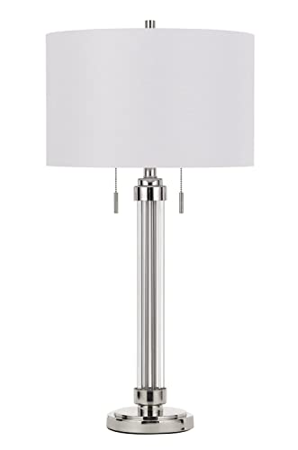 Cal Lighting Bo-2829Tb Transitional Two Light Table Lamp From Montilla Collection In Pewter, Nickel, Silver Finish, 16.00 Inches