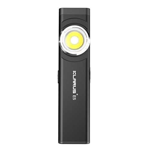 Klarus E5 Pocket Flashlight, Rechargeable Edc Flashlight, Super Slim 4.2X1X0.3Inch, 600 Lumens, Usb-C Port, Ipx4, Dual Light Sou