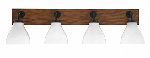 Toltec Lighting 1774-Mbwg-4761 Oxbridge - 4 Light Bath Bar-9.75 Inches Tall And 37 Inches Length, Finish Color: Matte Black/Painted Wood-Look Metal, Glass Color: White Marble